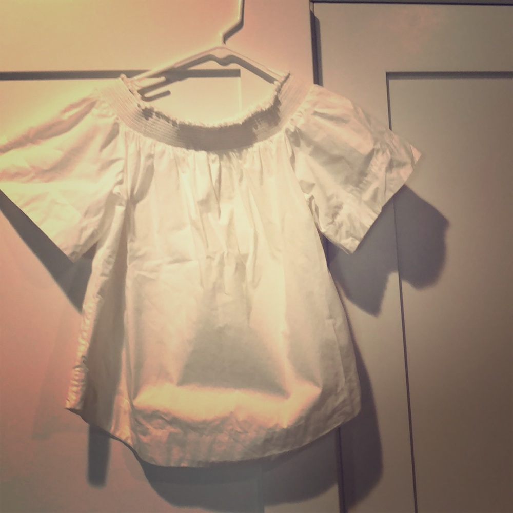 JCREW OFF THE SHOULDER WHITE BLOUSE